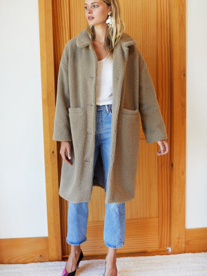Midi Coat - Oak Sherpa