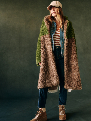 Audrey Colorblocked Faux Fur Coat