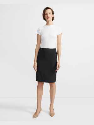 Stretch Wool Pencil Skirt