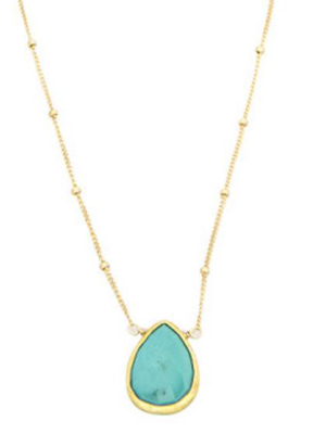 Stone Drop Necklace, Turquoise