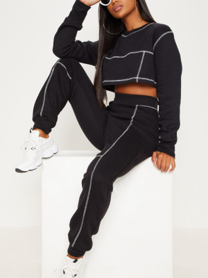 Black Contrast Stitch Cuff Jogger