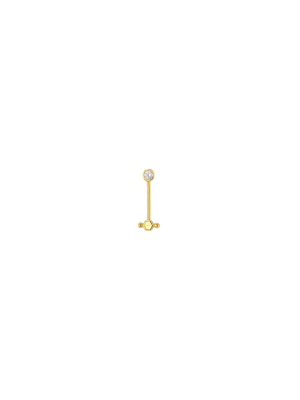 Petite Baton Hex + Stone Dot Earring