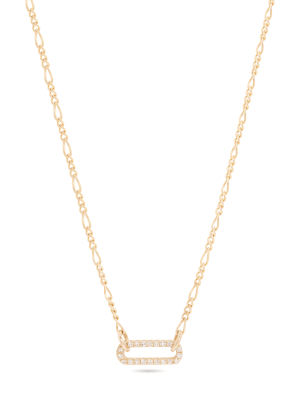 Pave Paperclip Figaro Necklace