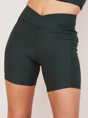 Recycled Midi Bike Short - Thyme