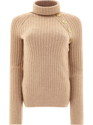 Balmain Turtleneck Rib-knit Sweater