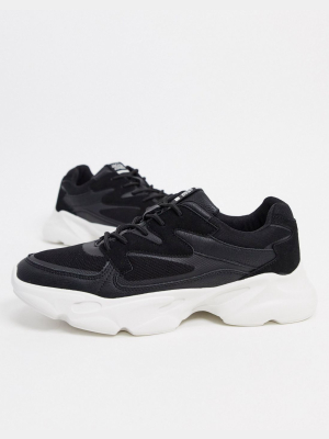 Jack & Jones Chunky Sneaker In Black And White