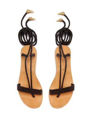 Rio Wrap Around Tie Sandals  - Black