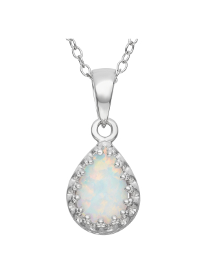 Pear-cut Opal Crown Pendant In Sterling Silver