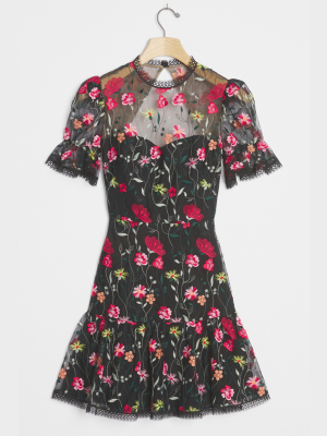 Ml Monique Lhuillier Aly Embroidered Mini Dress