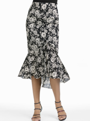 Lori Skirt - Black & Ivory Small Peony - Final Sale