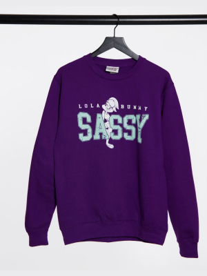 In The Style X Olivia Bowen Oversized Motif Sweatshirt In Purple