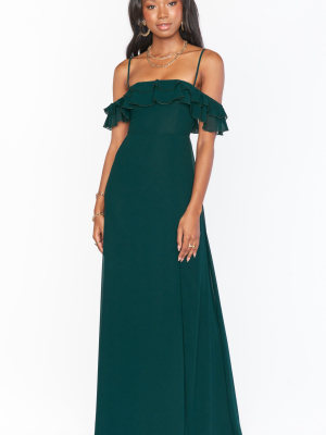 Emma Ruffle Maxi Dress ~ Emerald Chiffon