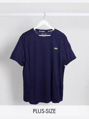 Asos 4505 Plus Training T-shirt With Quick Dry In Navy