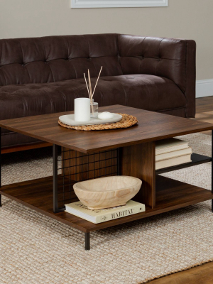 30" Metal And Wood Square Coffee Table - Saracina Home