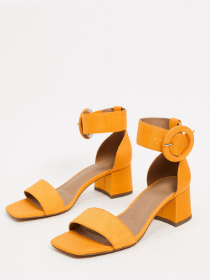 Asos Design Hopeful Block Heeled Sandals In Orange