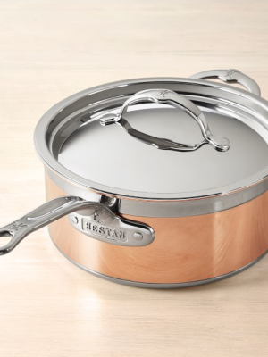 Hestan Copperbond Covered Saucepan With Helper Handle