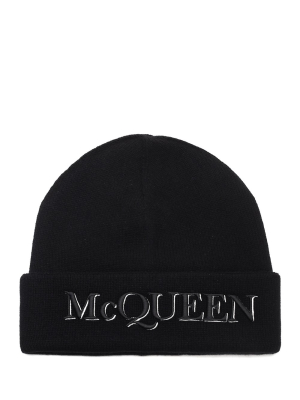 Alexander Mcqueen Logo Embroidered Beanie