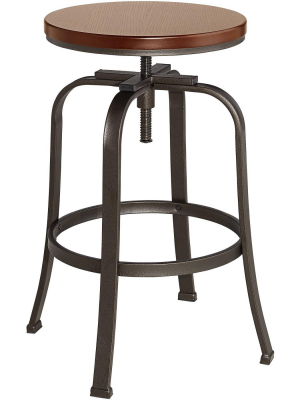 Elm Lane Radin Hammered Bronze Adjustable Height Swivel Bar Stool