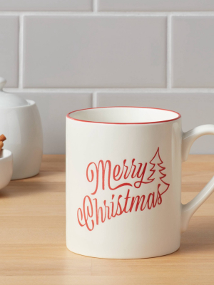 16oz Stoneware Merry Christmas Mug White - Threshold™