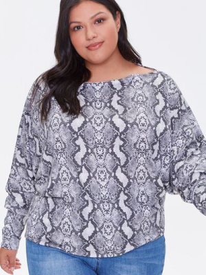 Plus Size Snake Print Top