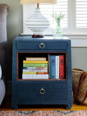 Ming 2 Drawer Side Table Navy Blue