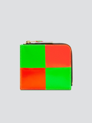 Fluo Squares Half Zip Wallet - Orange/green Sa3100sf