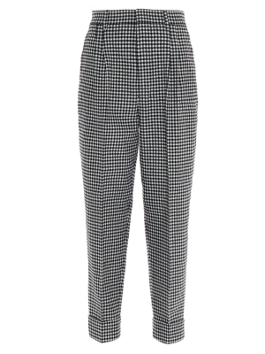 Ami Houndstooth Patterned Cropped Trousers