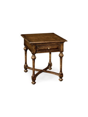 Elizabethan Style Dark Oak Square Side Table