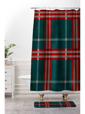 Emanuela Carratoni Tartan Theme Christmas Memory Foam Bath Mat Red/green - Deny Designs