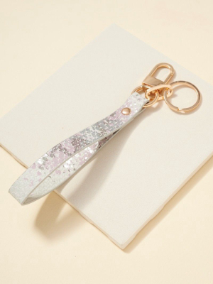 Snake Skin Metallic Leather Key Strap