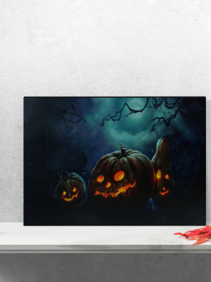 Northlight 23.5" Led Lighted Spooky Halloween Jack-o-lanterns Canvas Wall Art