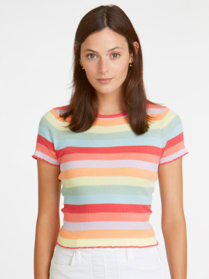 Lettuce Edge Rainbow Stripe Baby Tee