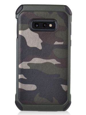 Insten Camouflage Hard Dual Layer Brushed Tpu Case W/stand For Samsung Galaxy S10e - Multi-color By Eagle