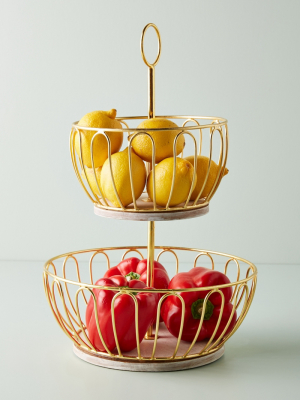 Gold Wire Two-tier Fruit Basket
