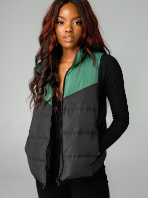 Buddylove Tanya Two Tone Puffer Vest - Black/green