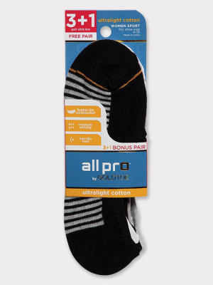 All Pro Women's 3+1 Bonus Pack Ultra Low Liner Socks 4-10