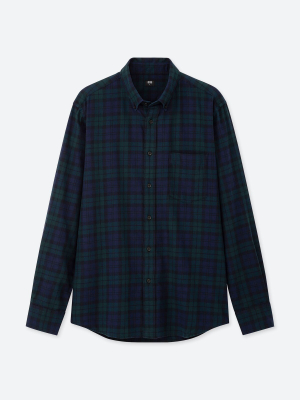 Men Flannel Checked Long-sleeve Shirt