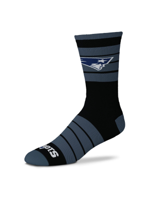 Nfl New England Patriots Black Crew Socks - L