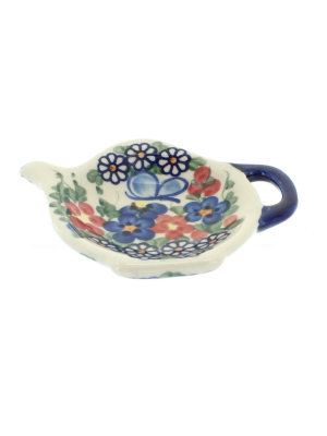 Blue Rose Polish Pottery Garden Butterfly Tea Bag Holder