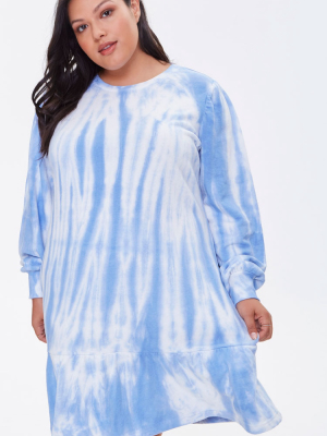 Plus Size Tie-dye Sweatshirt Dress