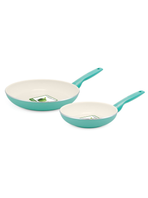 Greenpan Rio 8" And 10" Ceramic Non-stick Cookware Set Turquoise