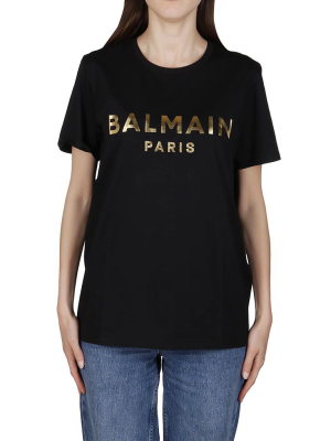 Balmain Logo Print Crewneck T-shirt