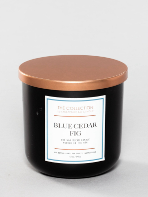 12oz Lidded Glass Jar 2-wick Candle Blue Cedar Fig - The Collection By Chesapeake Bay Candle