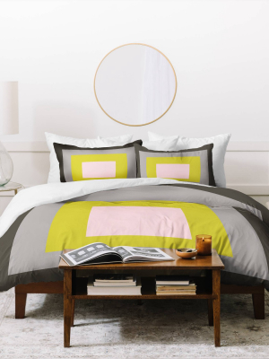 Caroline Okun Flint Lightweight Duvet Cover Queen Lime - Deny Designs