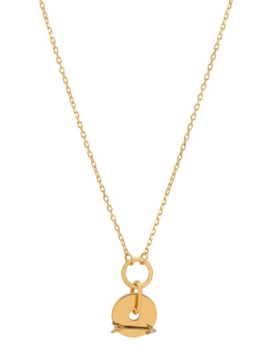 Gold Arrow Disk Necklace