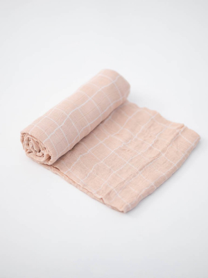 Deluxe Muslin Swaddle Blanket - Pink Windowpane