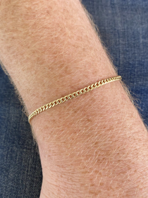 Men's 14k Gold Small Curb Chain Bracelet