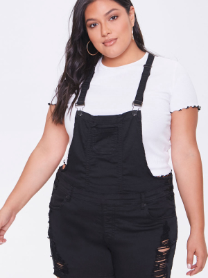 Plus Size Distressed Overall Shorts