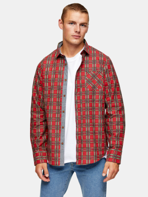 Brave Soul Red Check Slim Shirt