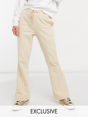 Reclaimed Vintage Inspired Flared Sweatpants With Seam Detail In Stone